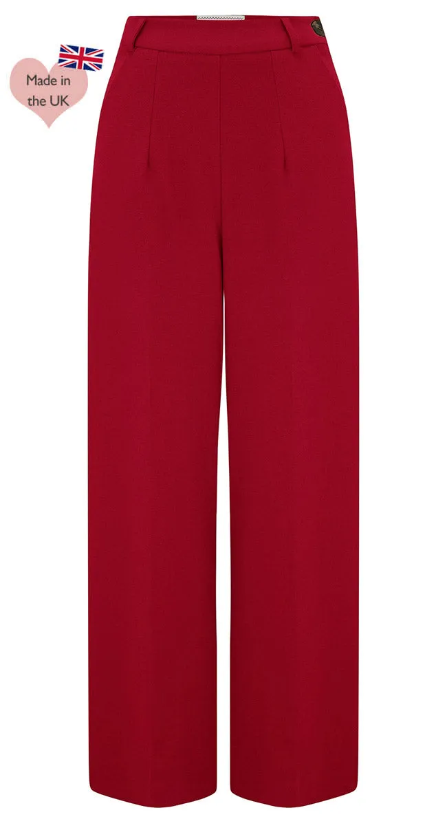 1940s Wide Leg Trousers in Red