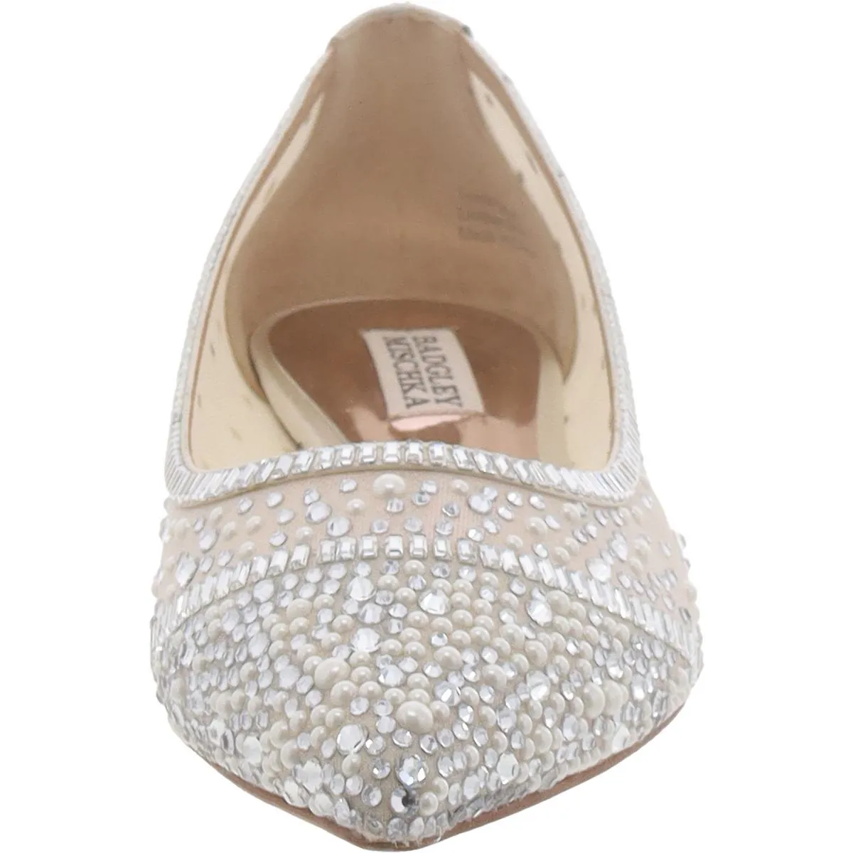 Badgley Mischka Womens Babette Satin Slip-On Ballet Flats
