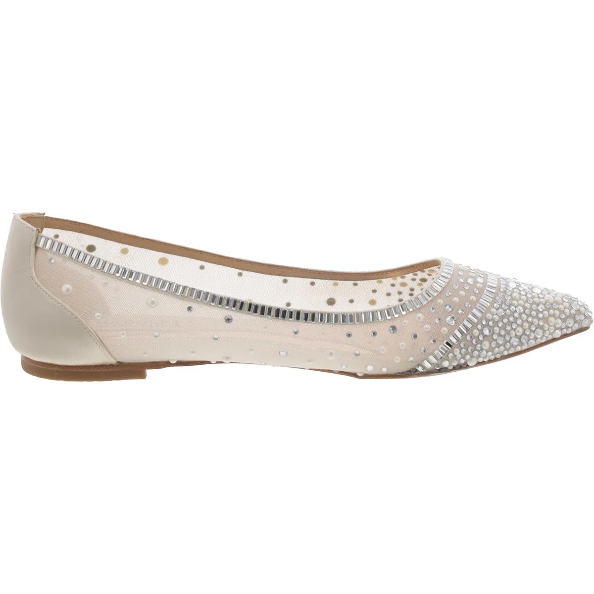 Badgley Mischka Womens Babette Satin Slip-On Ballet Flats