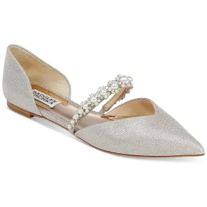 Badgley Mischka Womens Natalia Glitter Slip On Ballet Flats