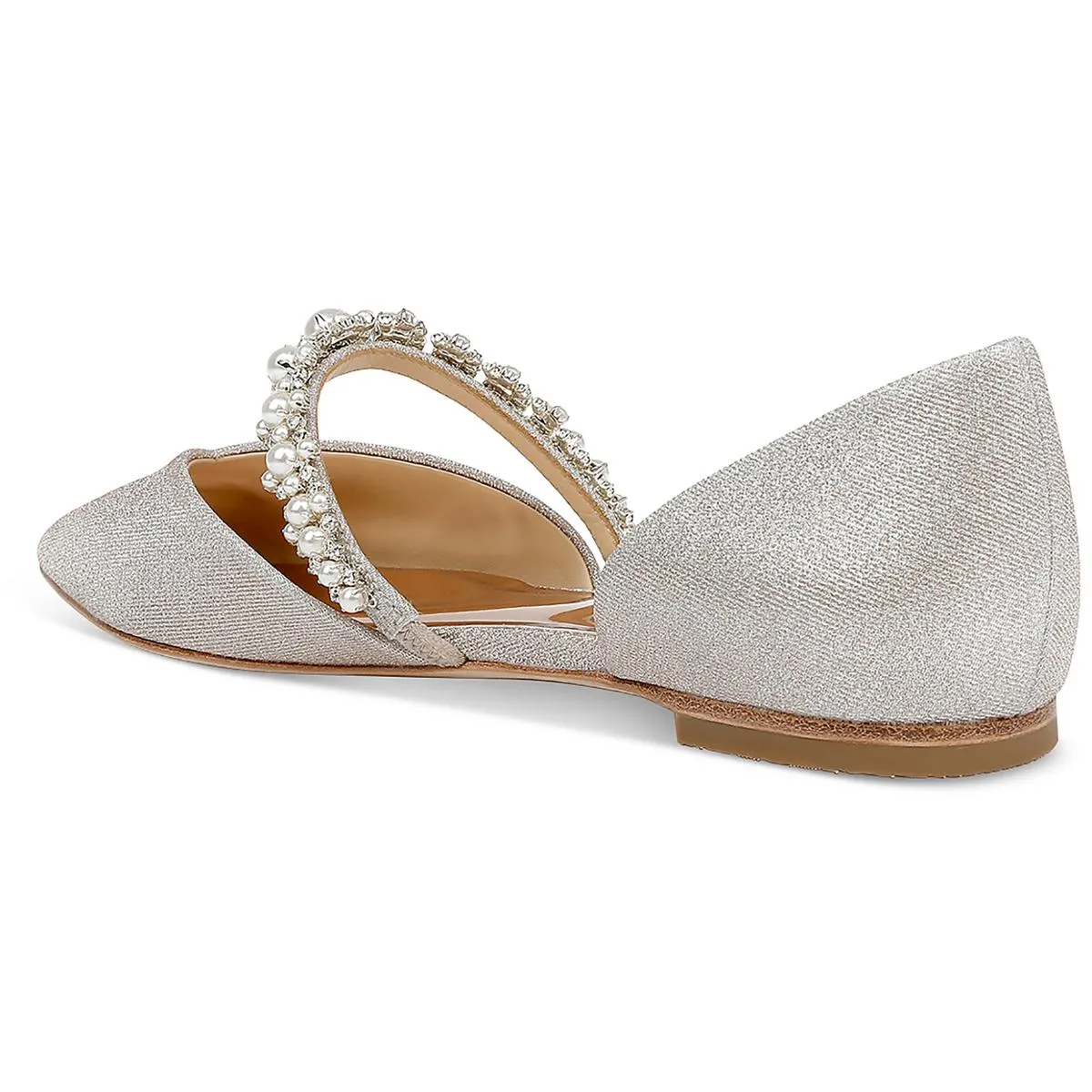 Badgley Mischka Womens Natalia Glitter Slip On Ballet Flats