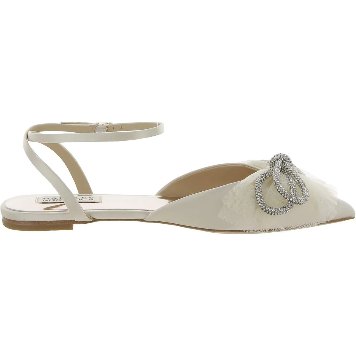 Badgley Mischka Womens Sabina Satin Pointed Toe Ballet Flats