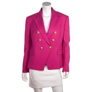 Balmain Pink Fuchsia Pique Double Breasted Blazer Size XL | FR 44