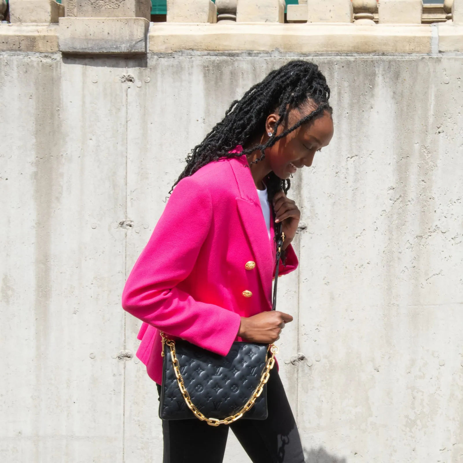 Balmain Pink Fuchsia Pique Double Breasted Blazer Size XL | FR 44
