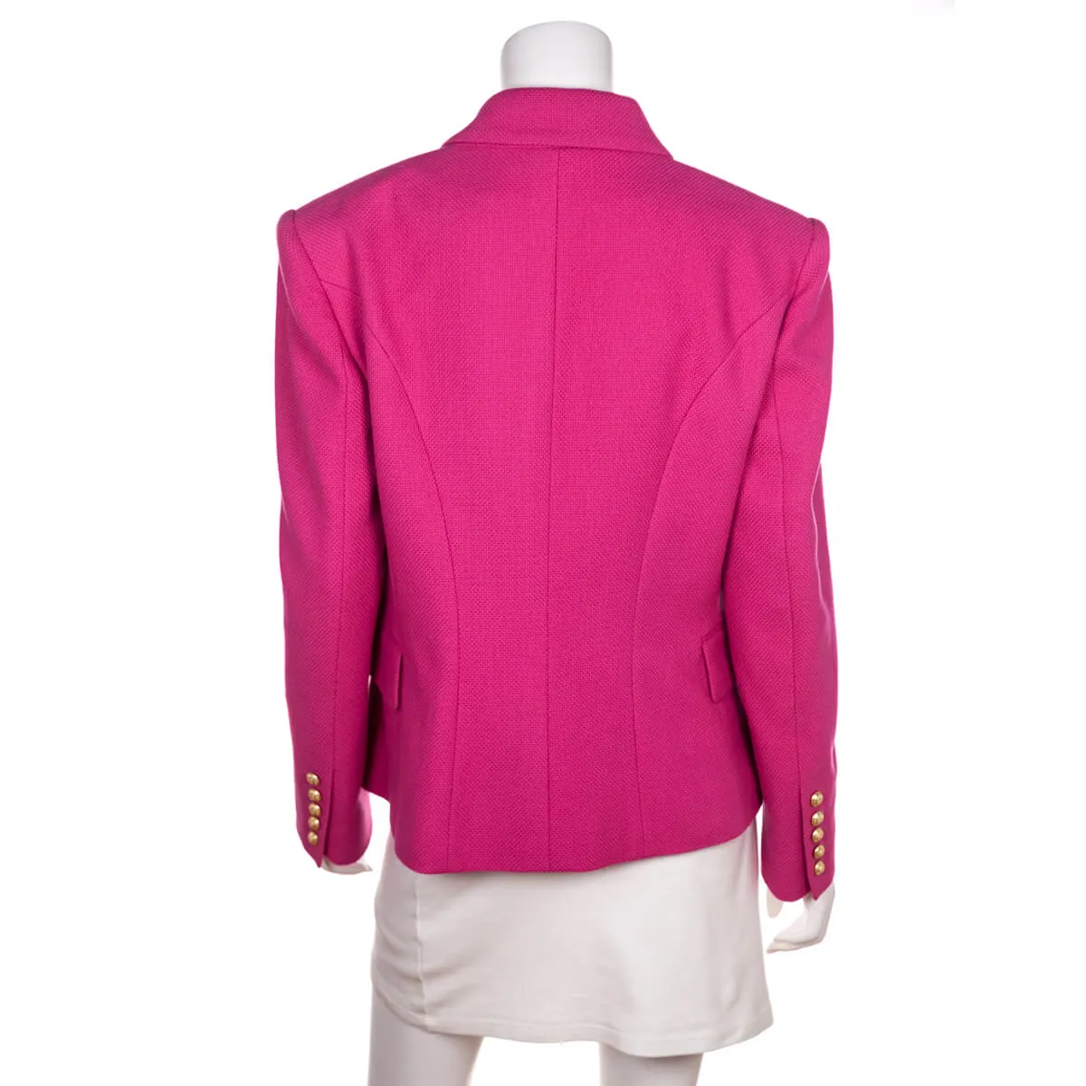 Balmain Pink Fuchsia Pique Double Breasted Blazer Size XL | FR 44