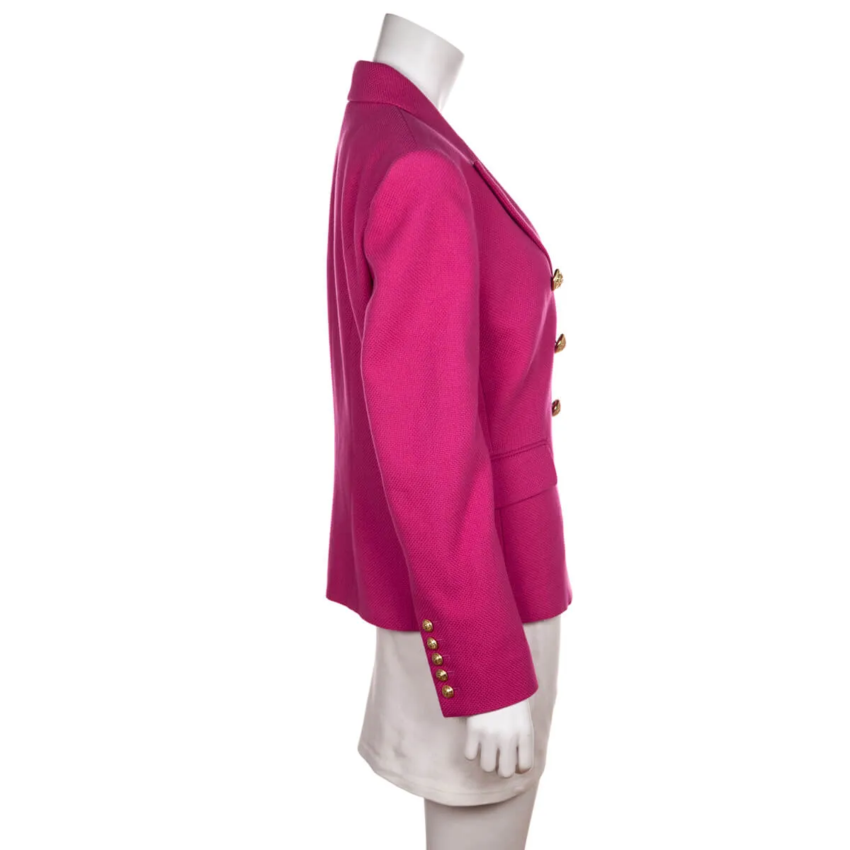 Balmain Pink Fuchsia Pique Double Breasted Blazer Size XL | FR 44