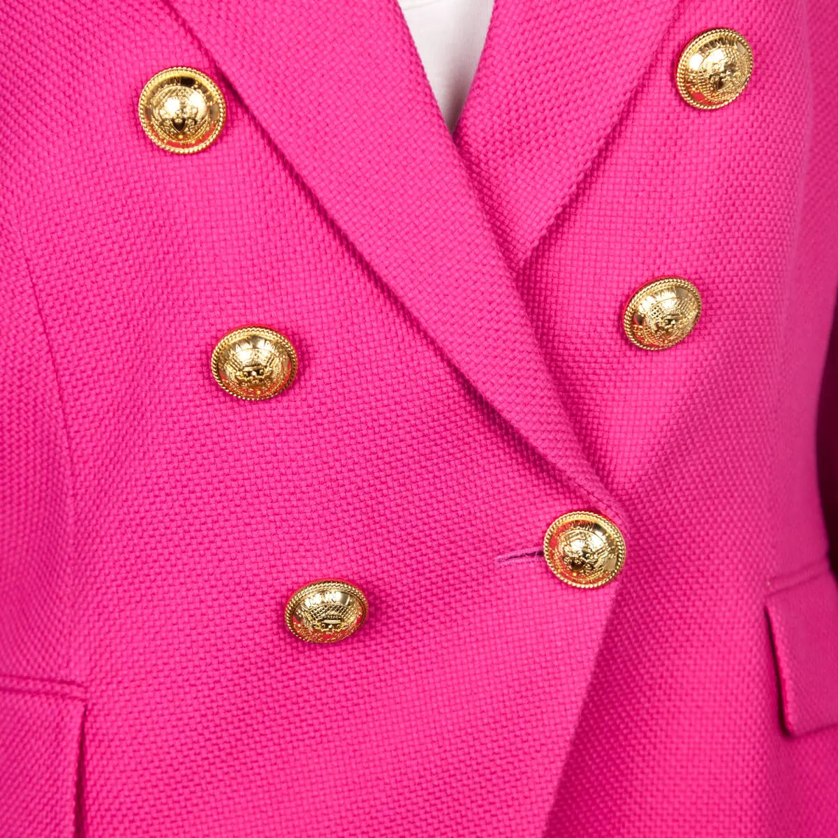 Balmain Pink Fuchsia Pique Double Breasted Blazer Size XL | FR 44