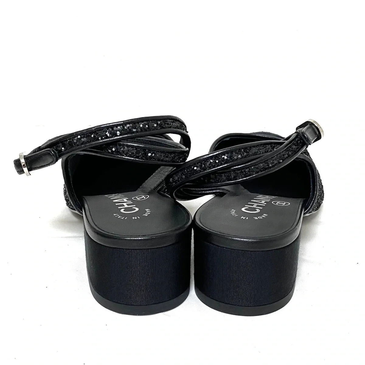 CHANEL SLINGBACK GLITTER, SIZE 36.5