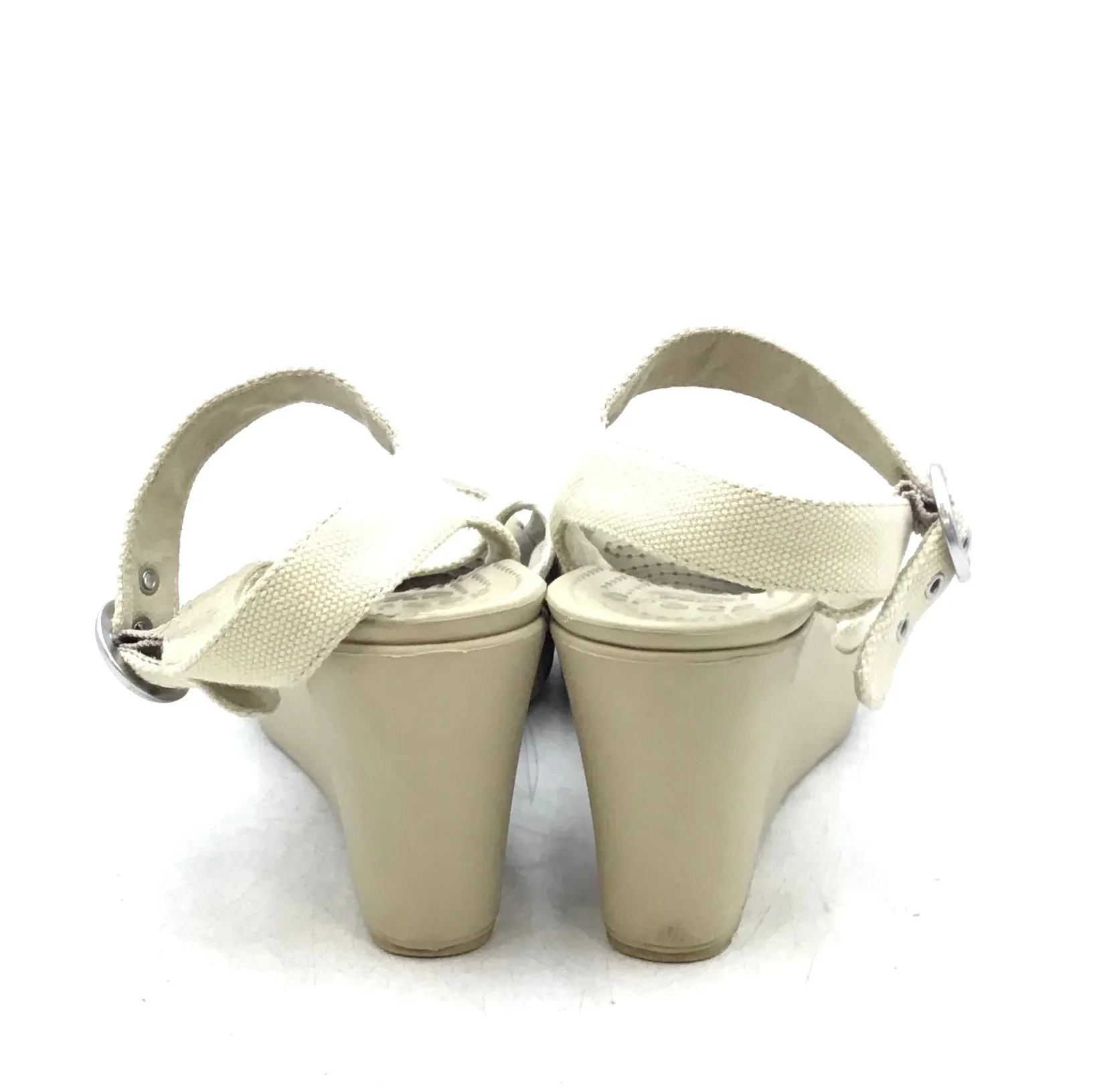 Crocs Women's Ivory Open Toe Wedge Heel Adjustable Ankle Strap Sandals - Size 8
