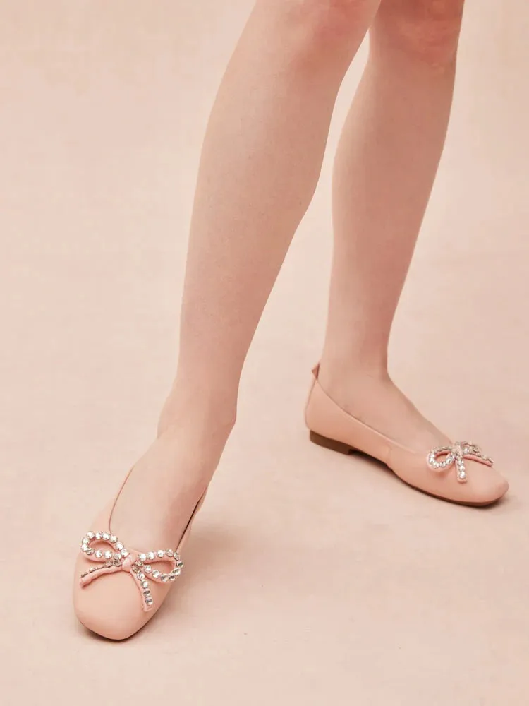 Daphne Diamante Embellished Bow Flats