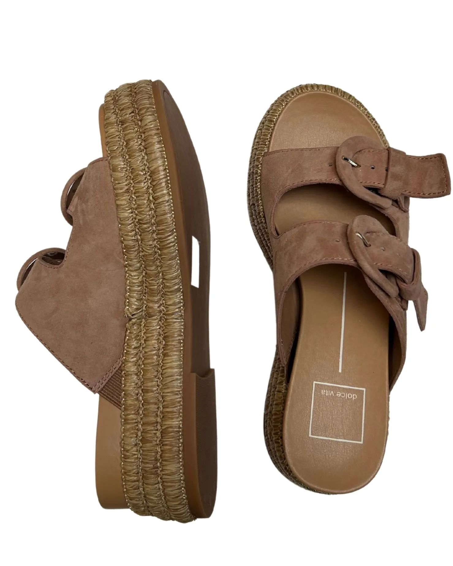 Dolce Vita Witny Platform Buckle Slide Sandal - Toffee Suede