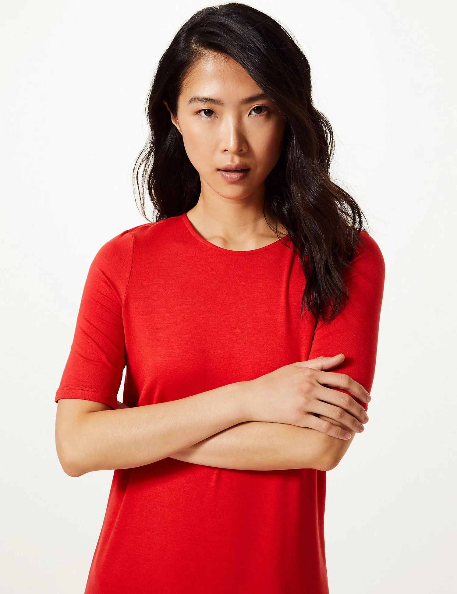 Ex Famous Store Collection Short Sleeve Jersey Swing Dress