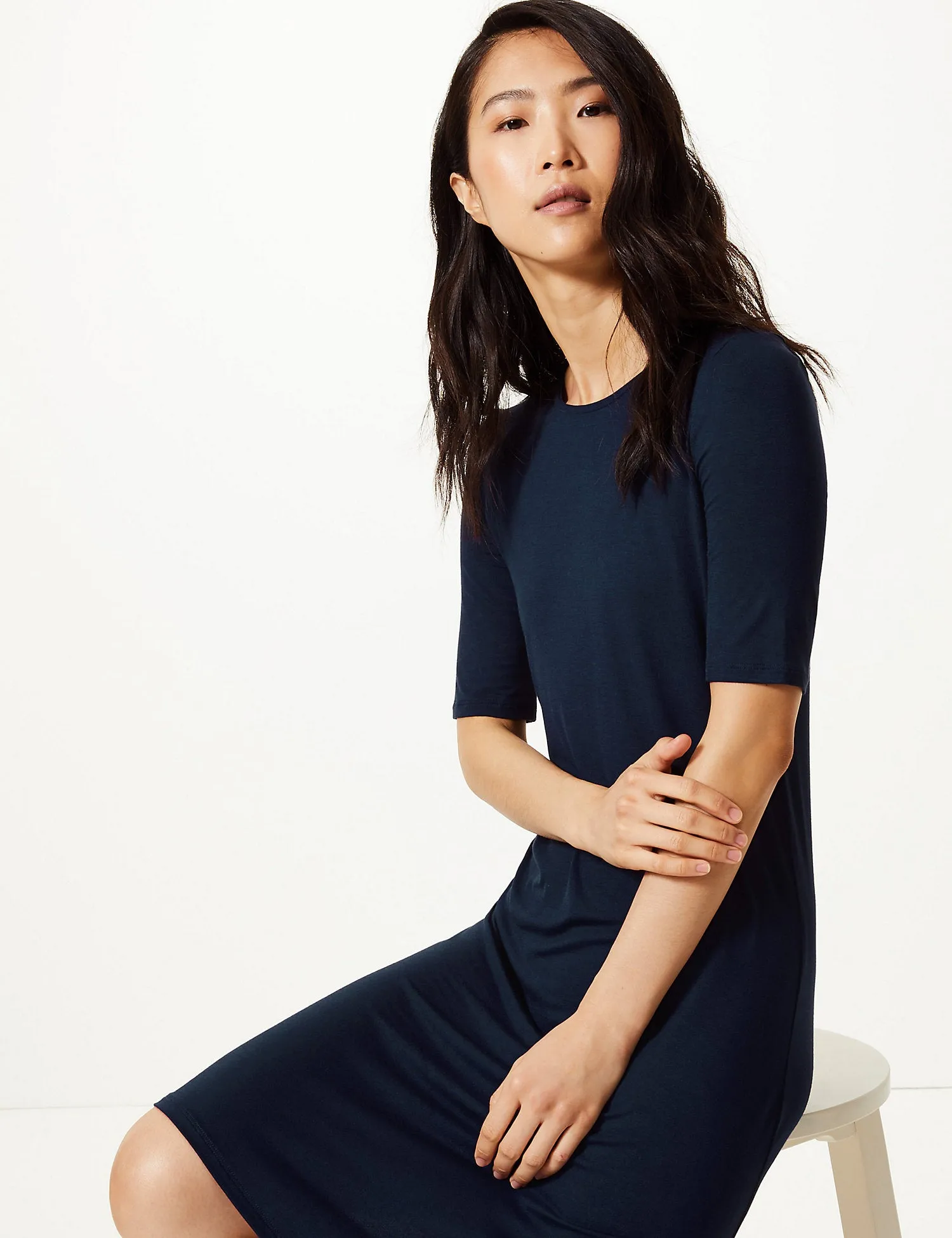 Ex Famous Store Collection Short Sleeve Jersey Swing Dress