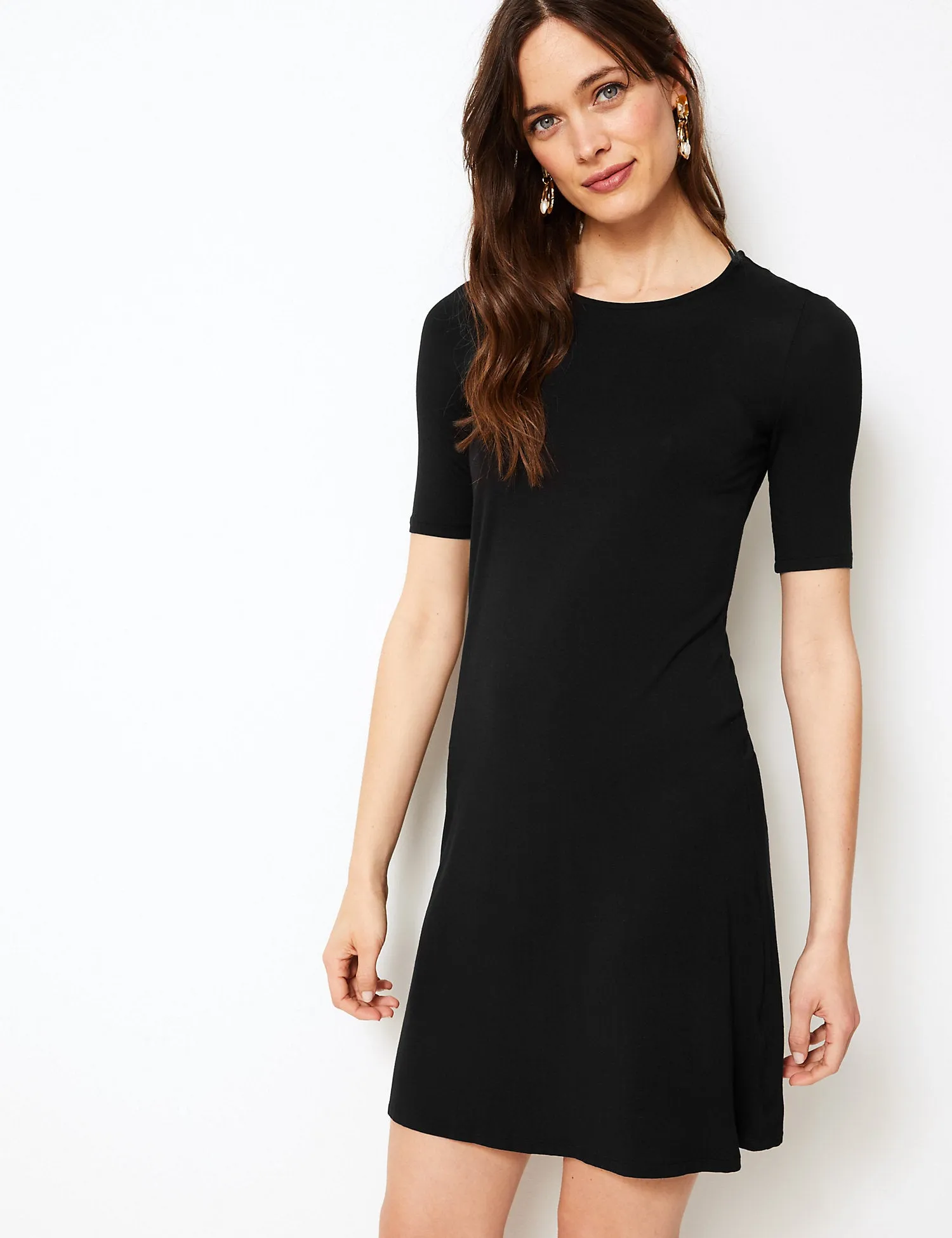Ex Famous Store Collection Short Sleeve Jersey Swing Dress
