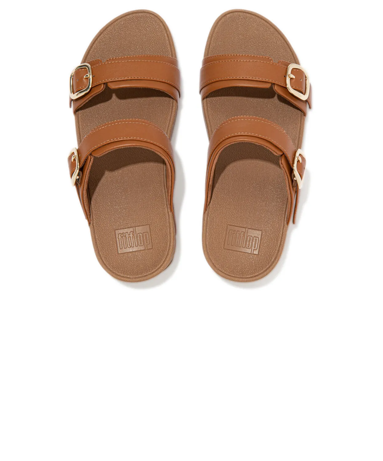 FitFlop Lulu Adjustable Leather Slides Brown
