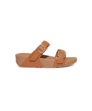 FitFlop Lulu Adjustable Leather Slides Brown