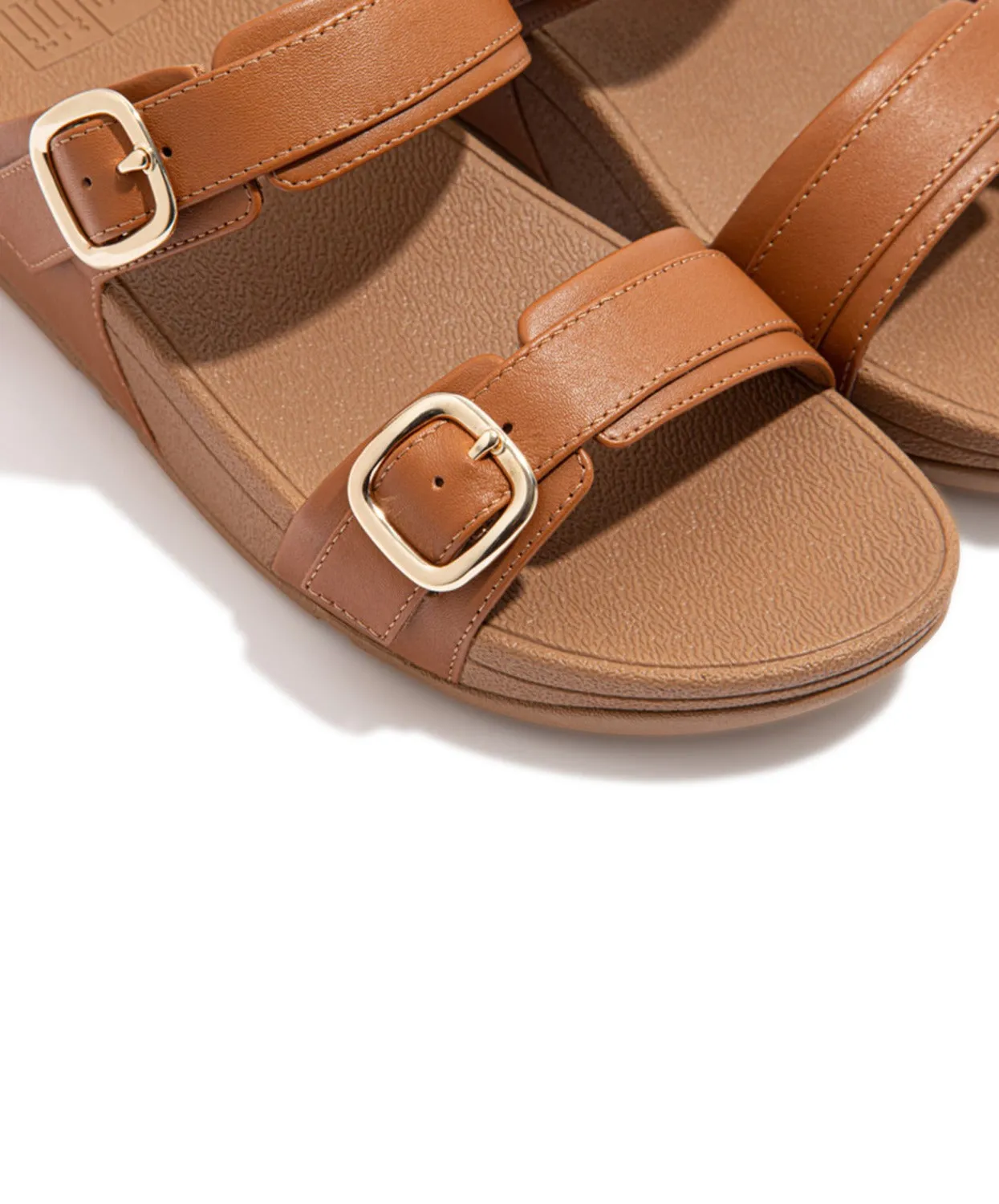 FitFlop Lulu Adjustable Leather Slides Brown