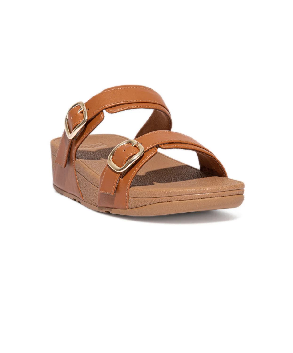FitFlop Lulu Adjustable Leather Slides Brown