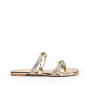 Glamorous Gold Strappy Flats | 540L-X