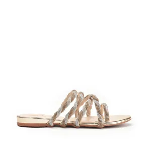 Glamorous Gold Strappy Slippers | 774RX