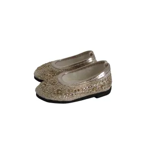 Gold Rhinestone Flats for 18-inch dolls