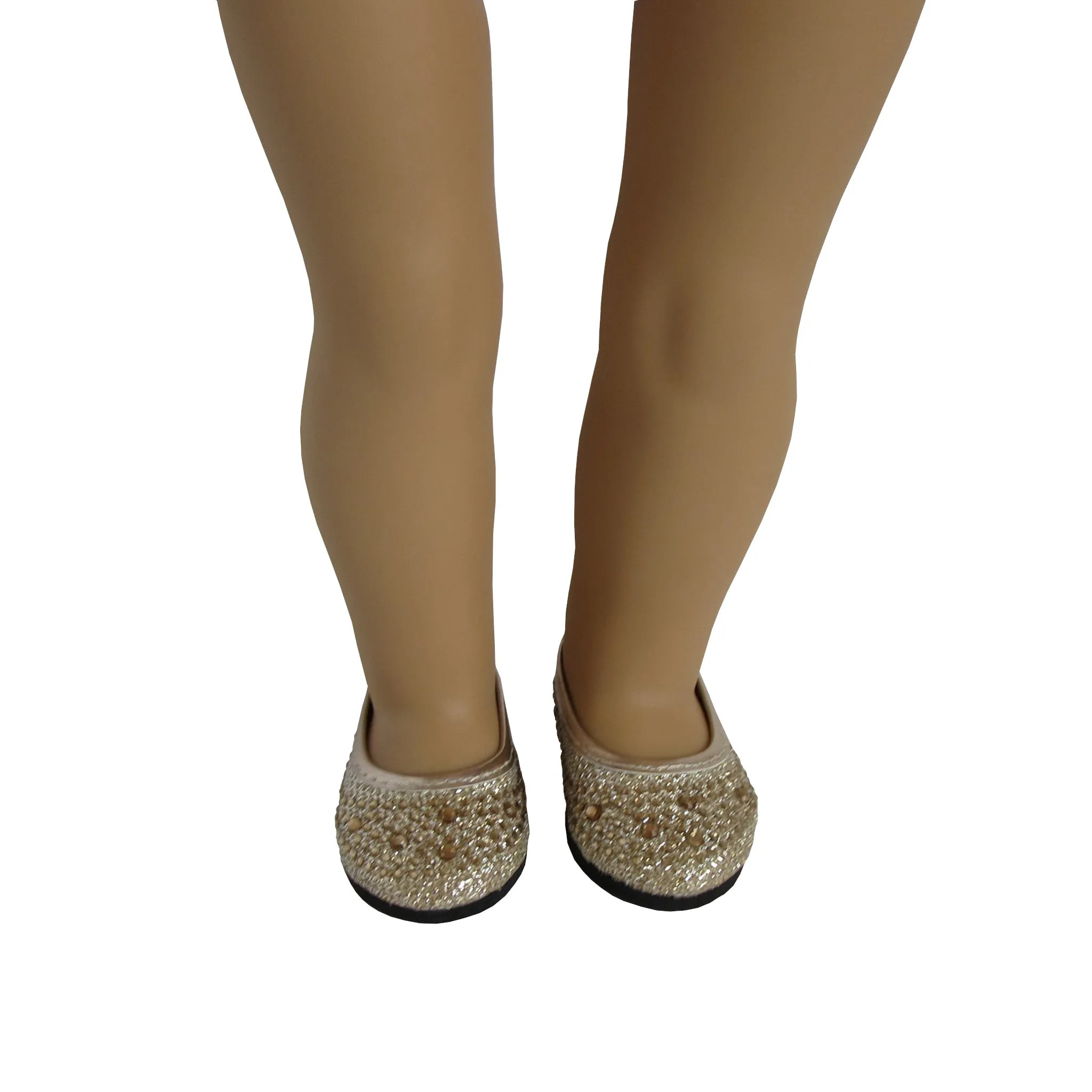 Gold Rhinestone Flats for 18-inch dolls