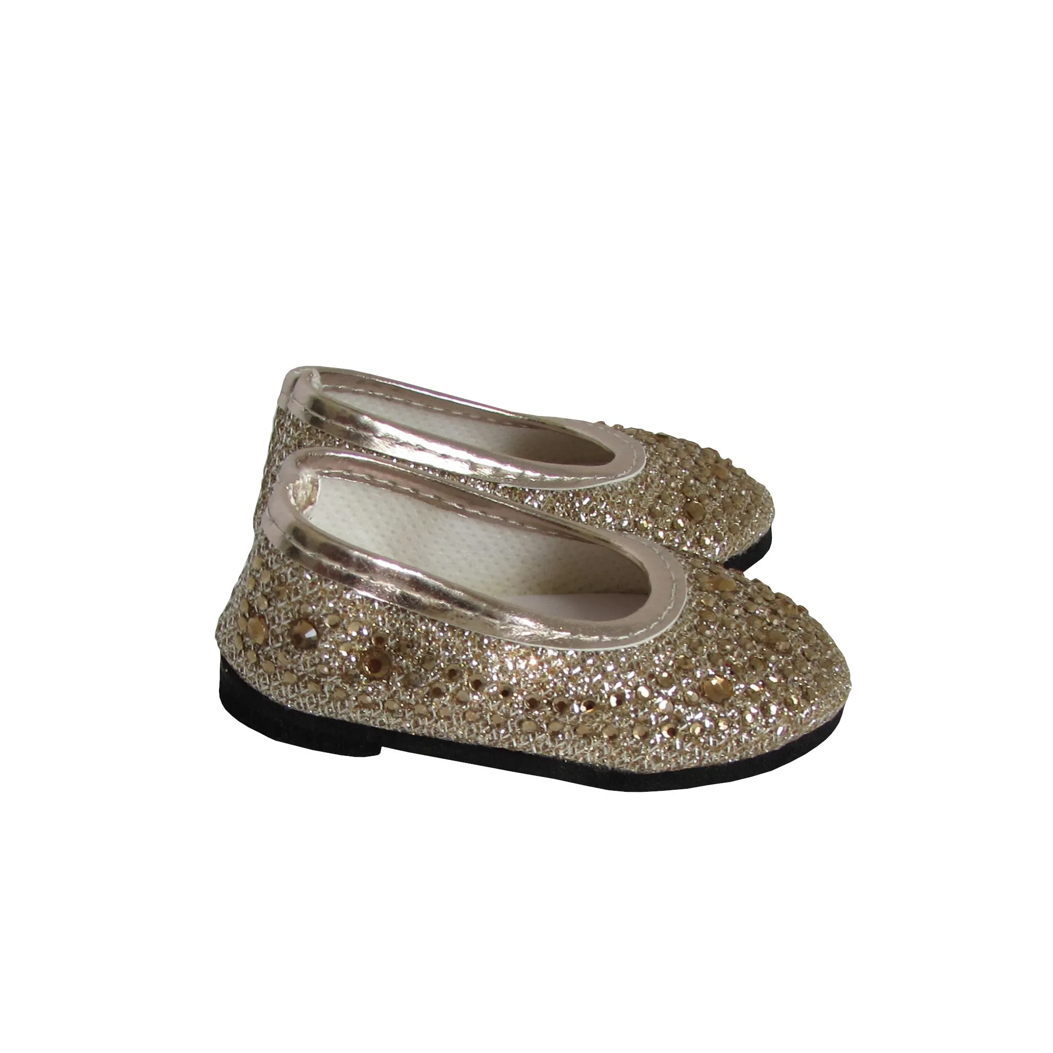 Gold Rhinestone Flats for 18-inch dolls