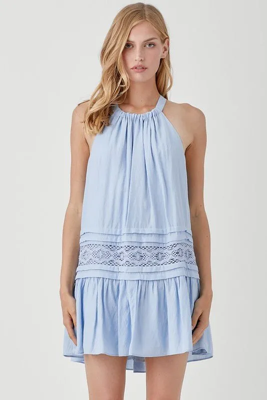 Halter Neck Trim Lace Dress