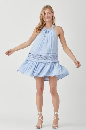 Halter Neck Trim Lace Dress