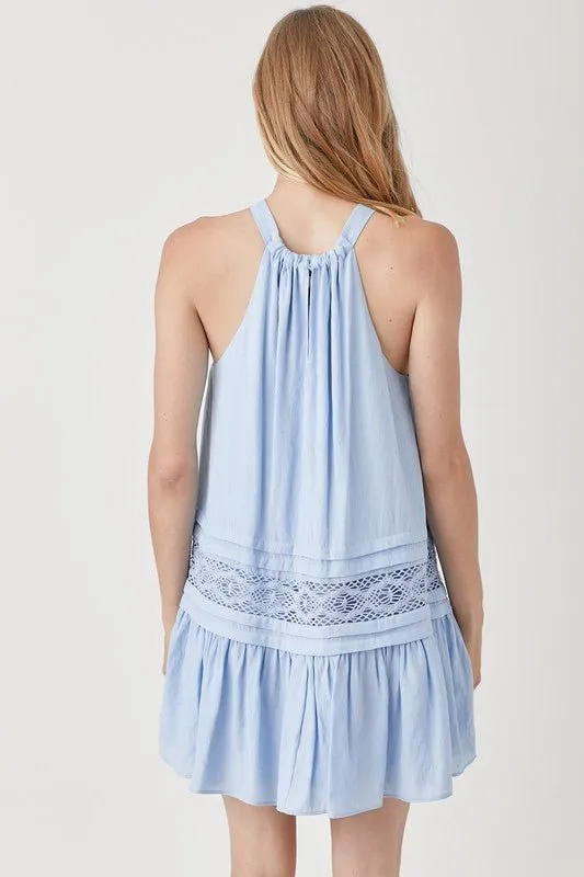 Halter Neck Trim Lace Dress