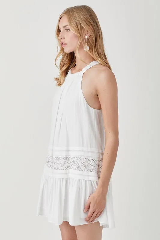 Halter Neck Trim Lace Dress