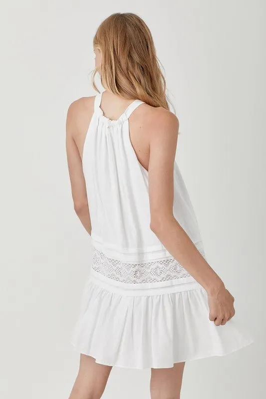 Halter Neck Trim Lace Dress