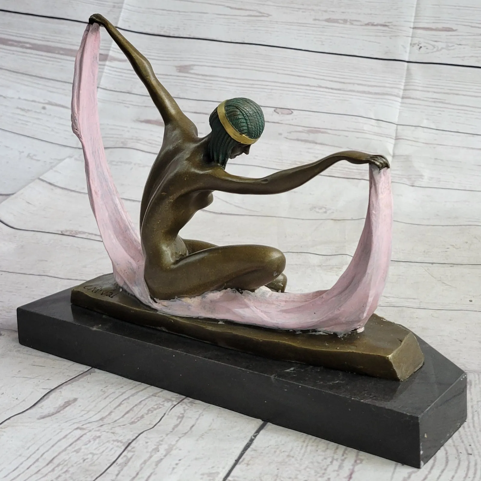 Handcrafted bronze sculpture SALE Marble Mirval By Dancer Nude Graceful