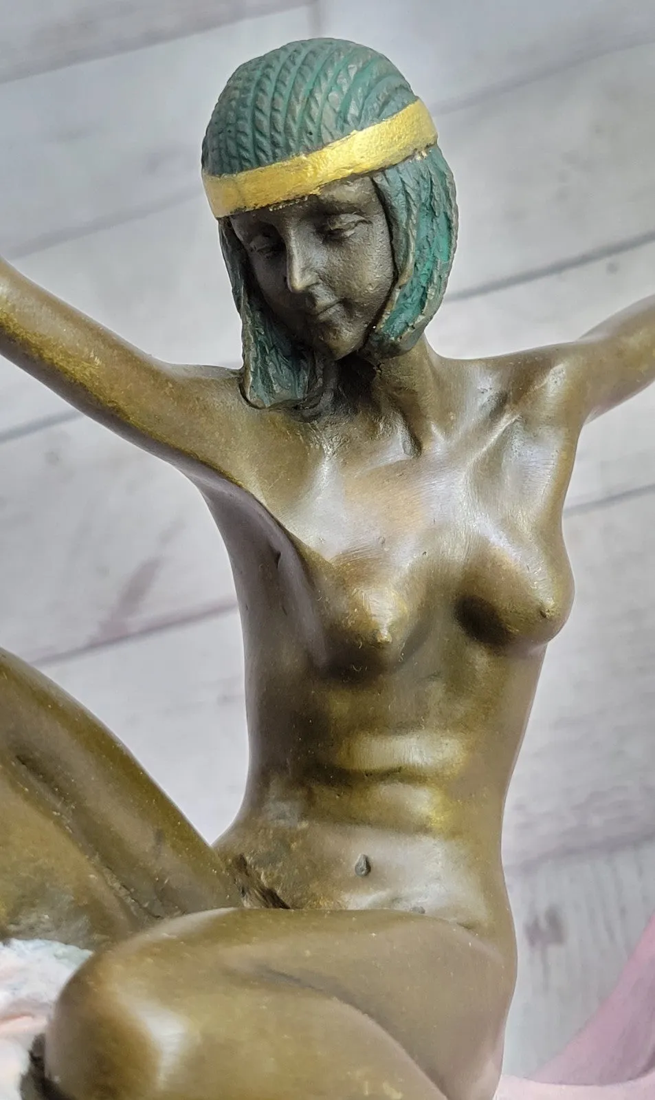 Handcrafted bronze sculpture SALE Marble Mirval By Dancer Nude Graceful