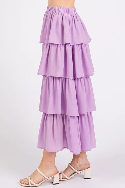 Hazel Blues® |  Mittoshop Chiffon Ruffle Layer Elastic Waist Midi Skirt