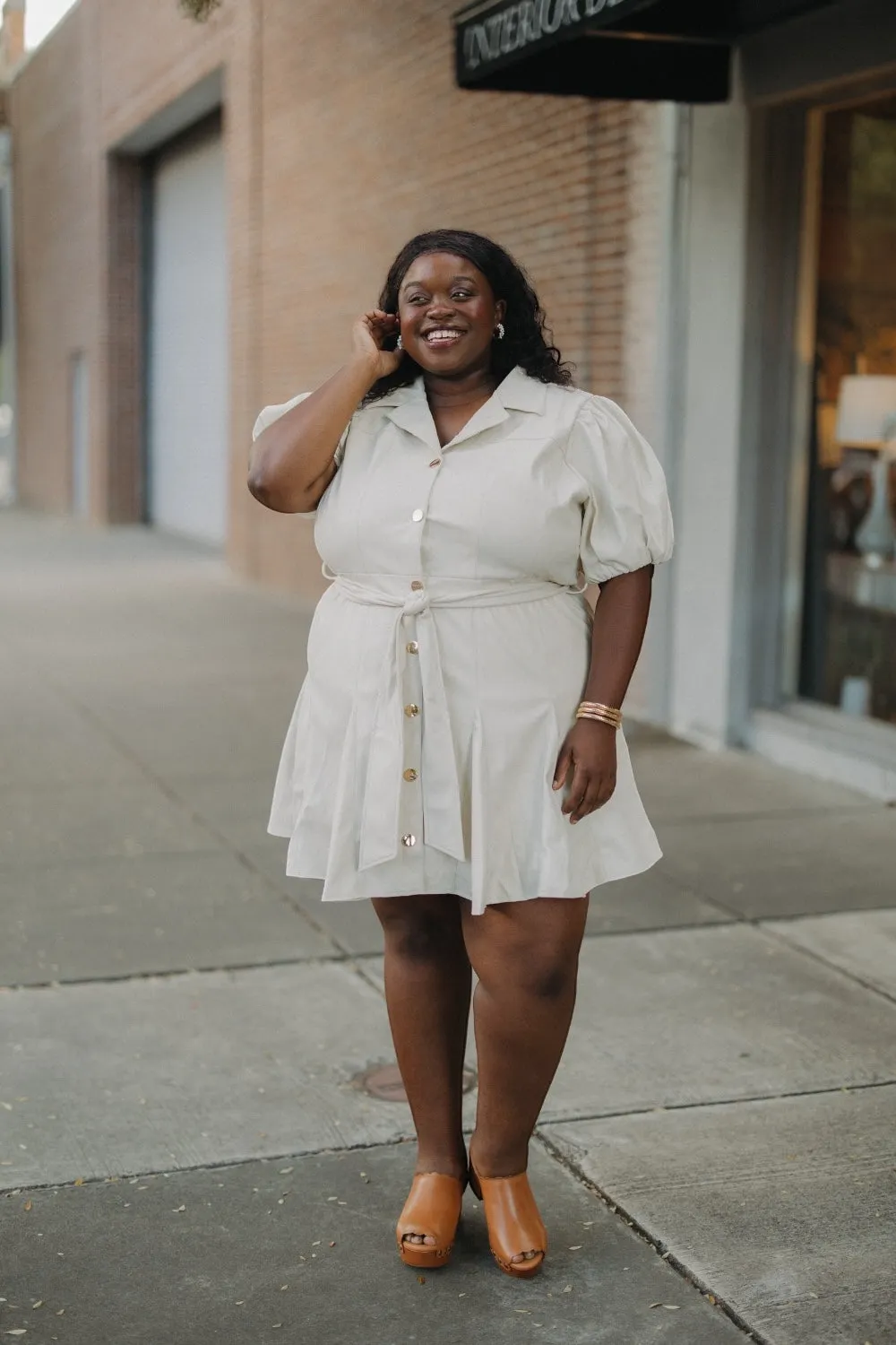 Ivanna Leather Tie Waist Dress