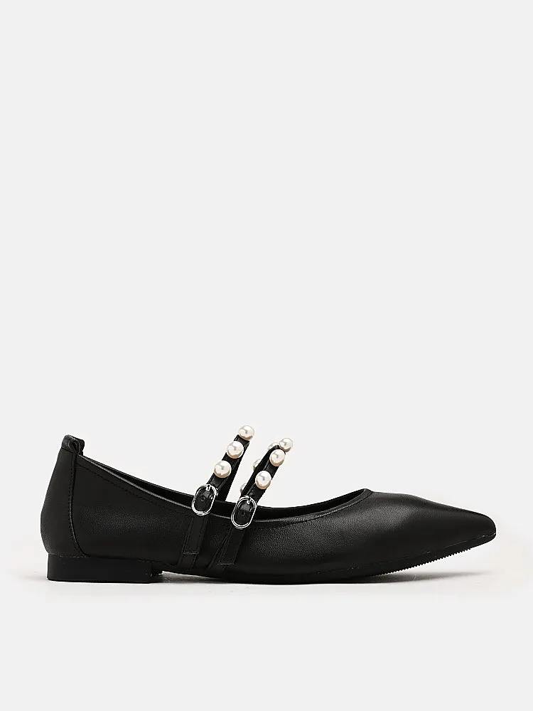 Mabel Pearl Embellished Leather Point-toe Pumps