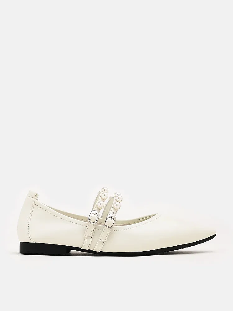 Mabel Pearl Embellished Leather Point-toe Pumps
