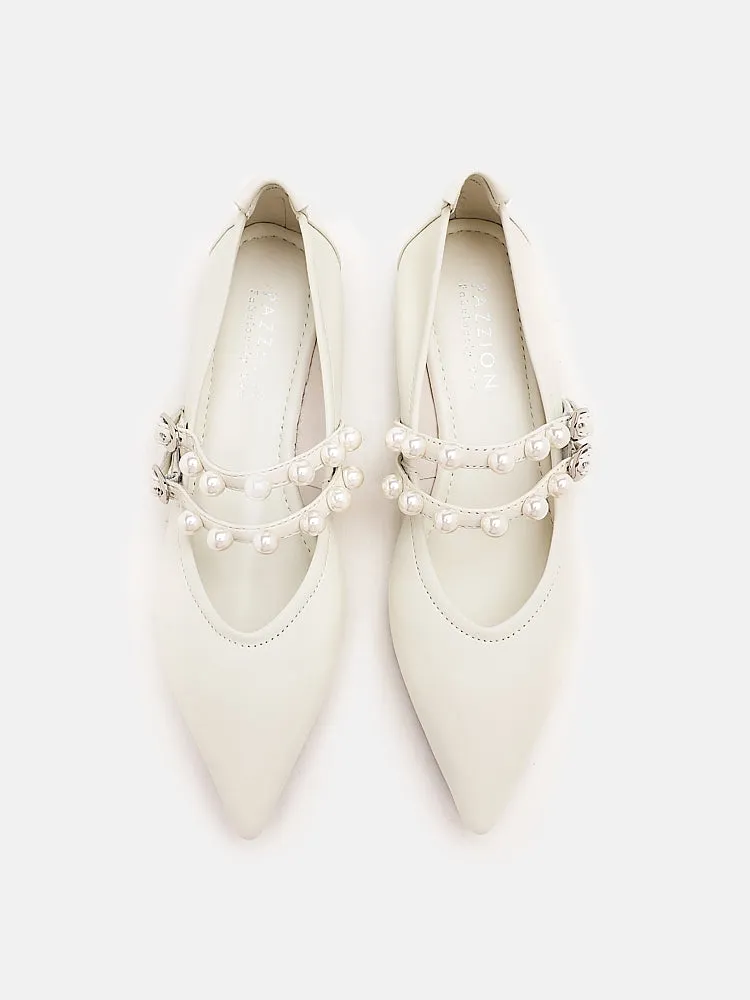 Mabel Pearl Embellished Leather Point-toe Pumps