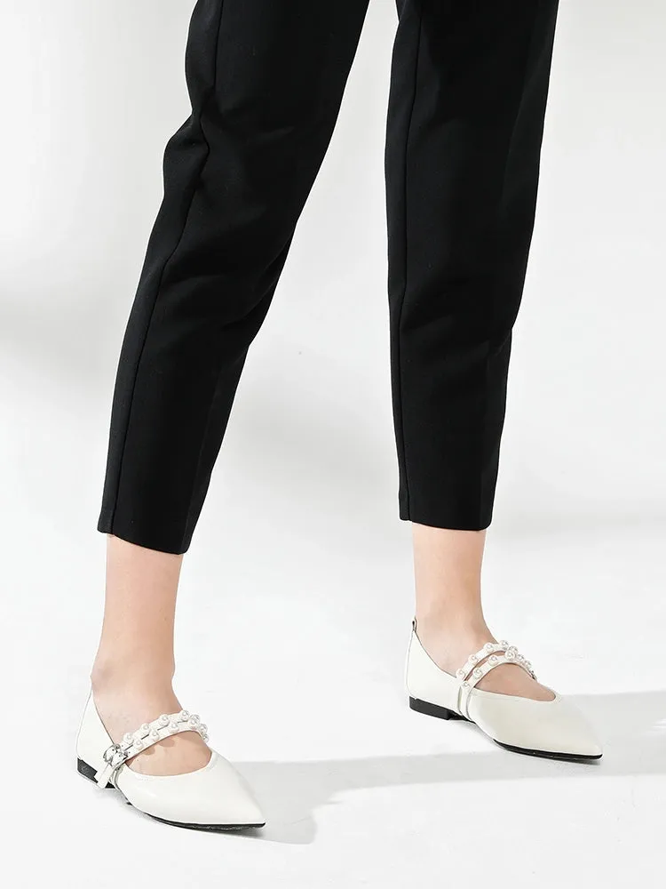 Mabel Pearl Embellished Leather Point-toe Pumps