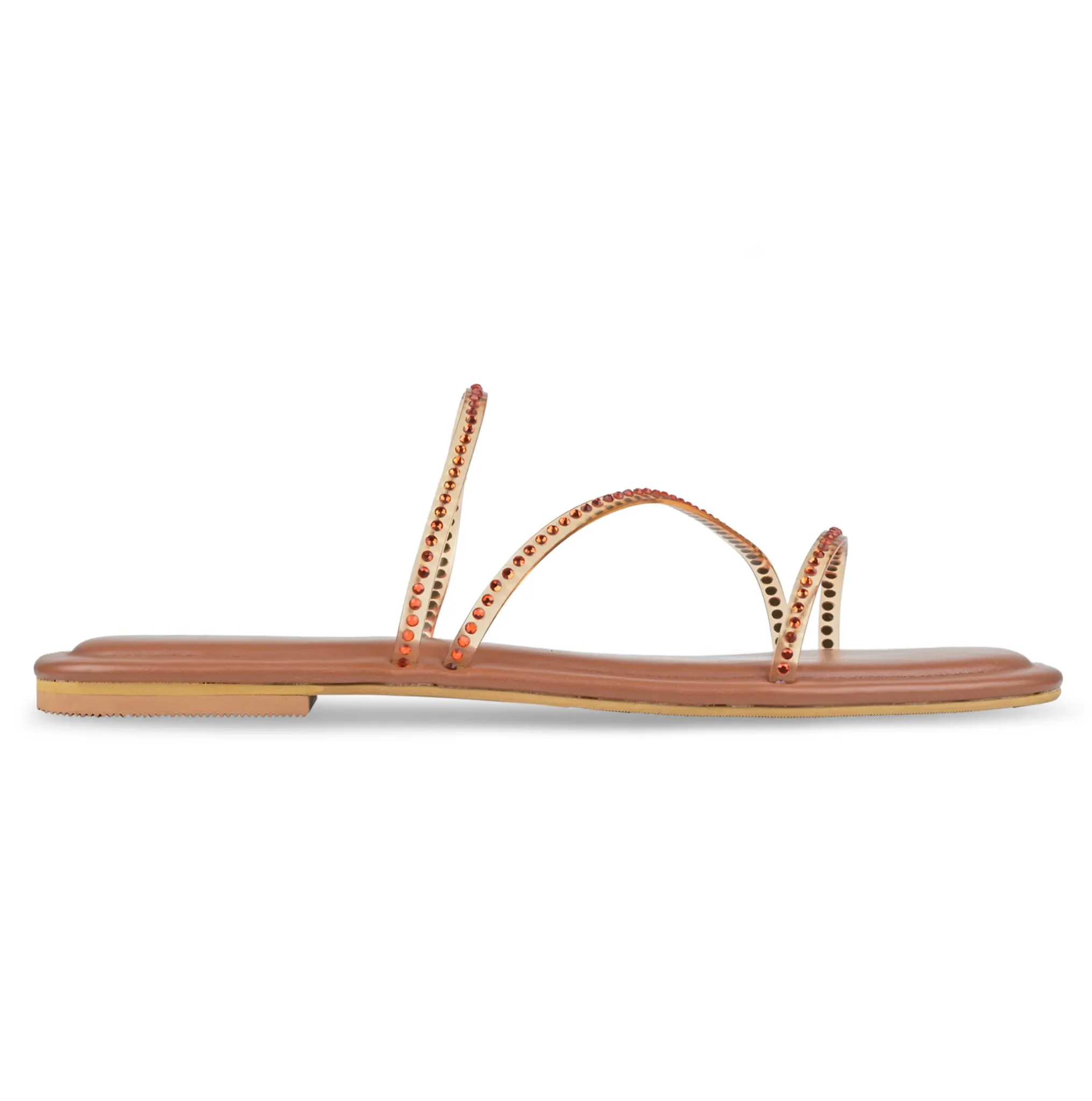 Orange Diamond Strap Flats