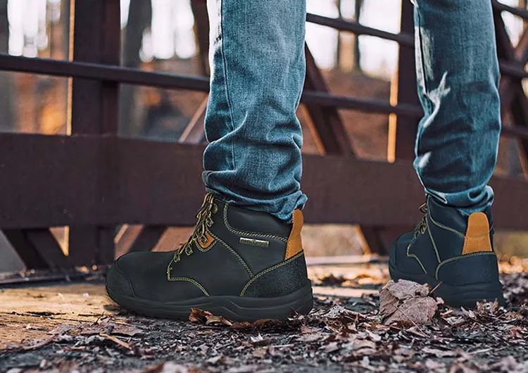 Orthofeet Men Granite Work Boots - Black
