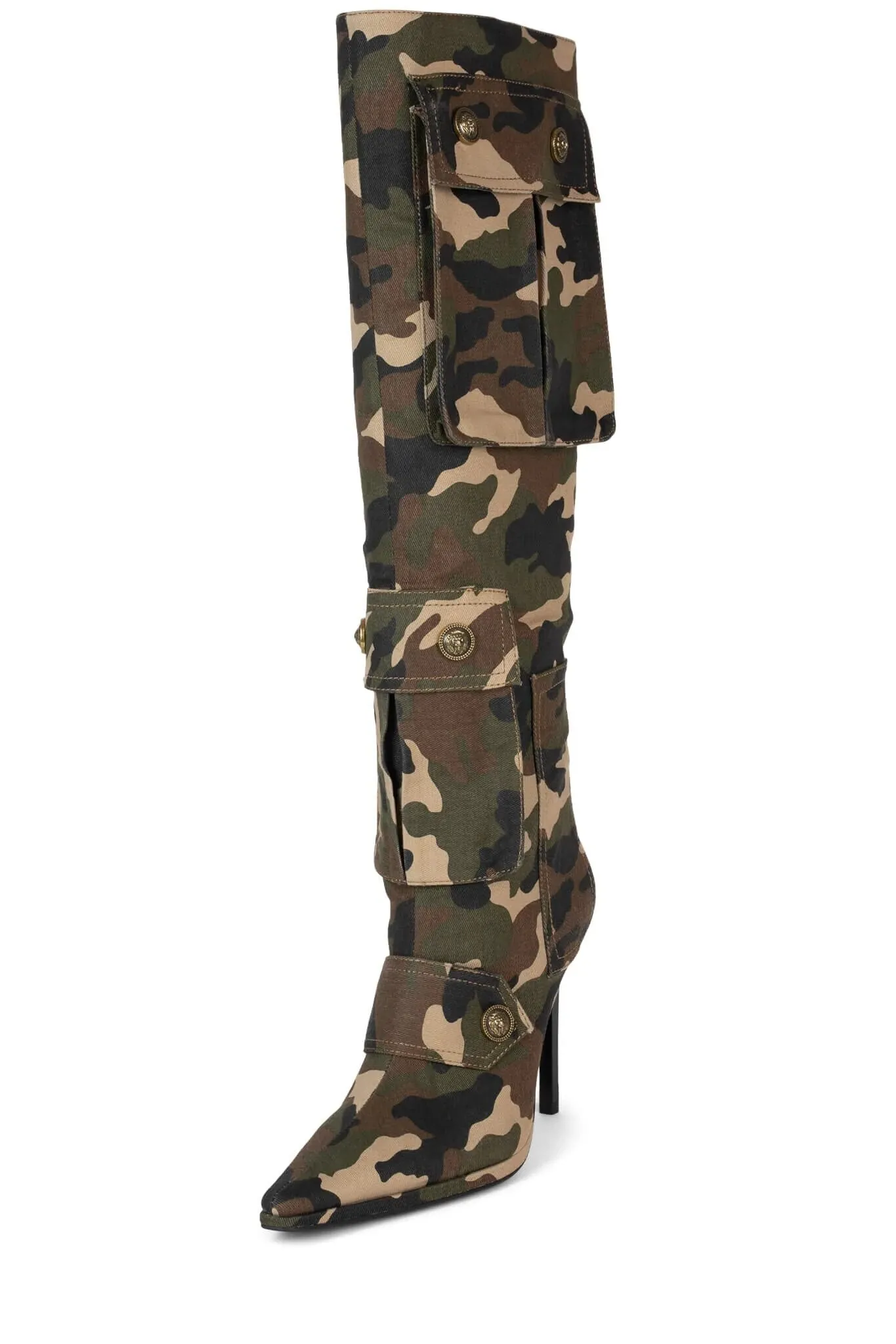 Pointed Toe Pocket Thin High Heel Knee High Boots