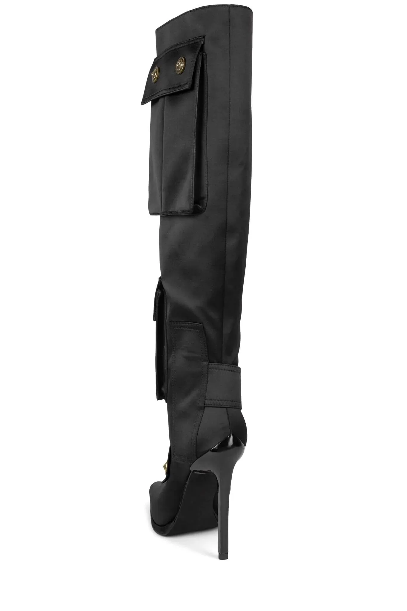 Pointed Toe Pocket Thin High Heel Knee High Boots