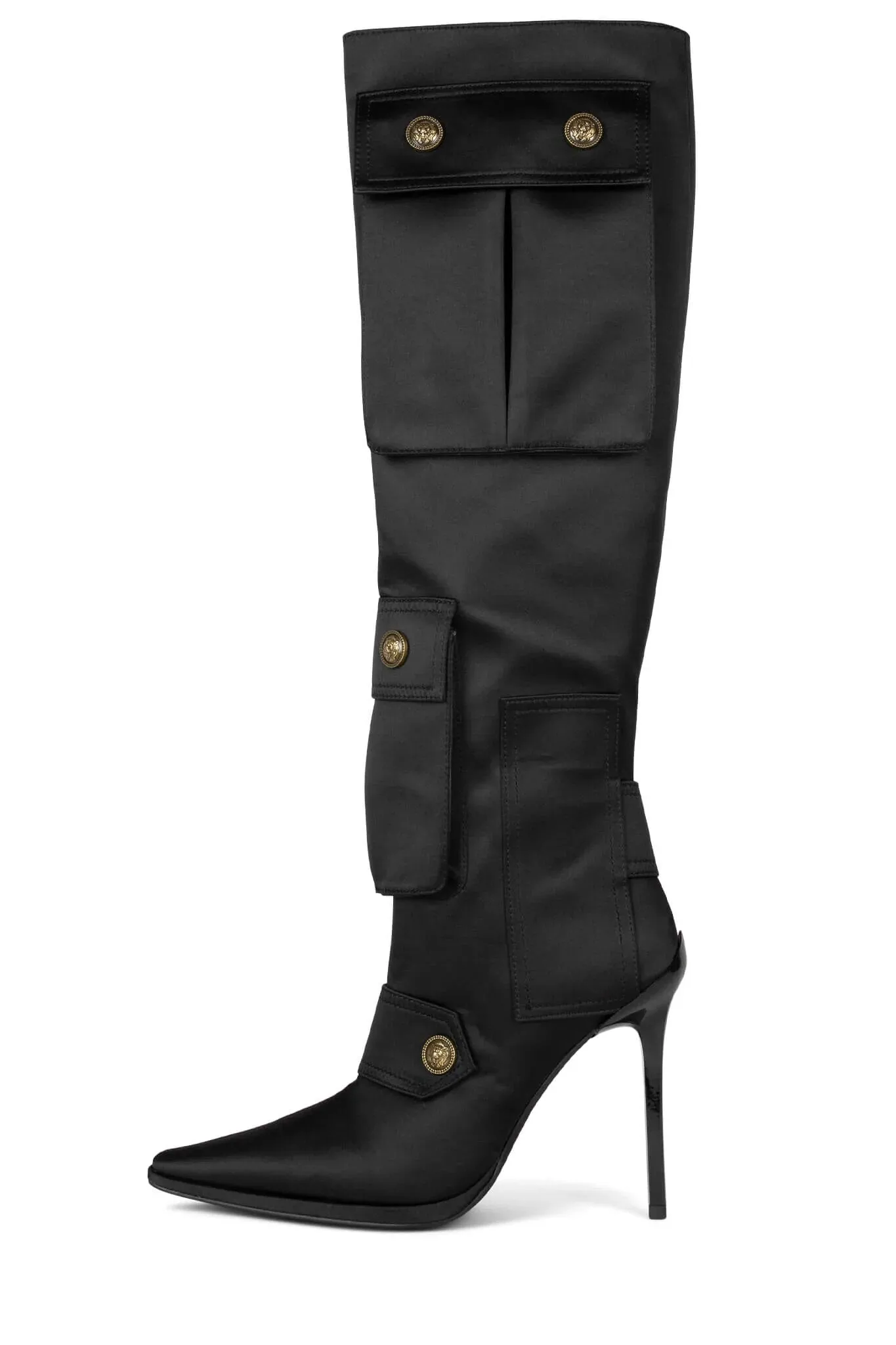 Pointed Toe Pocket Thin High Heel Knee High Boots