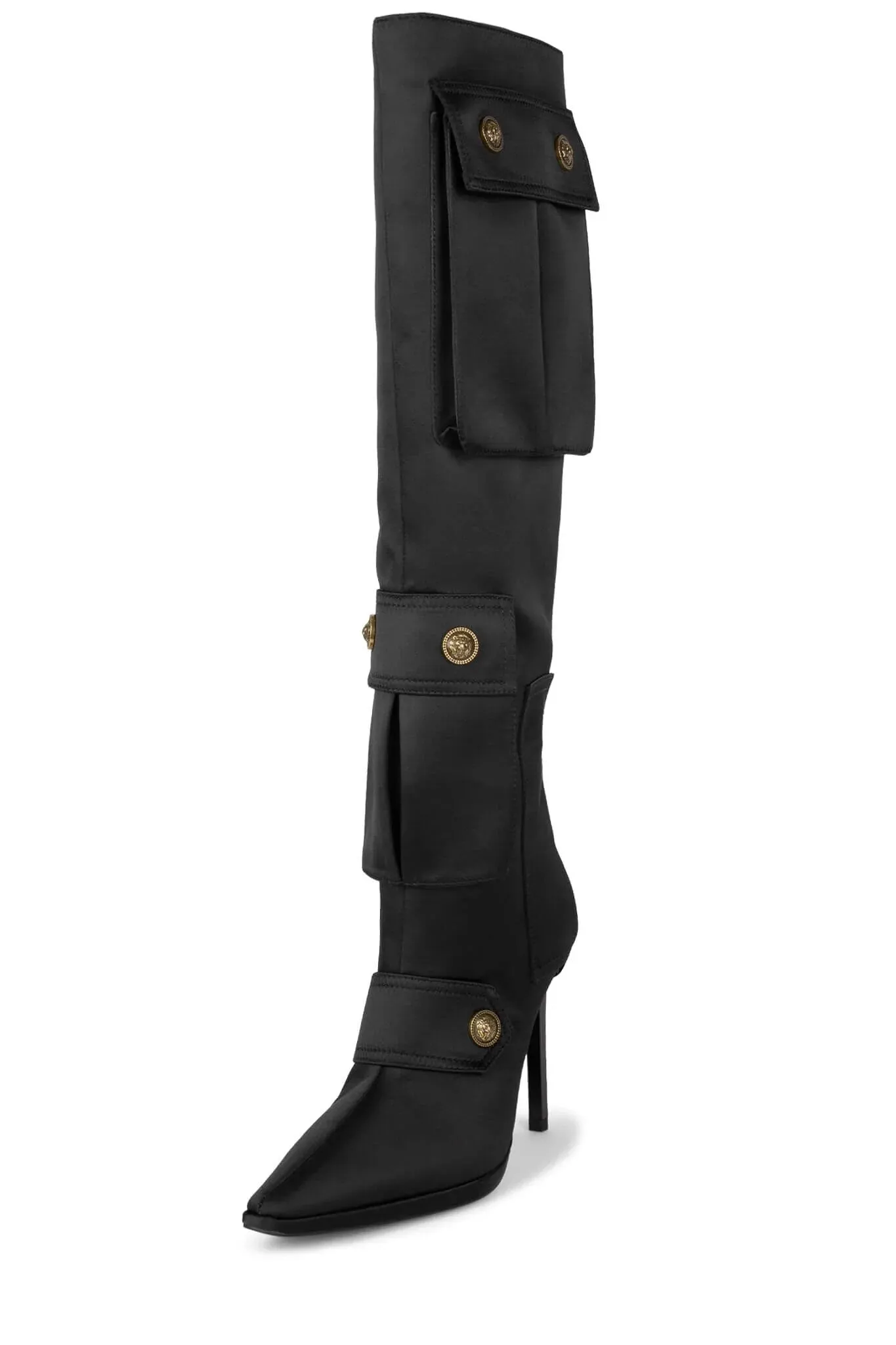 Pointed Toe Pocket Thin High Heel Knee High Boots