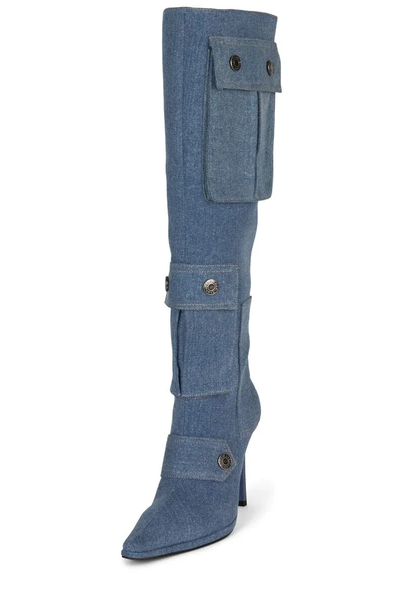 Pointed Toe Pocket Thin High Heel Knee High Boots