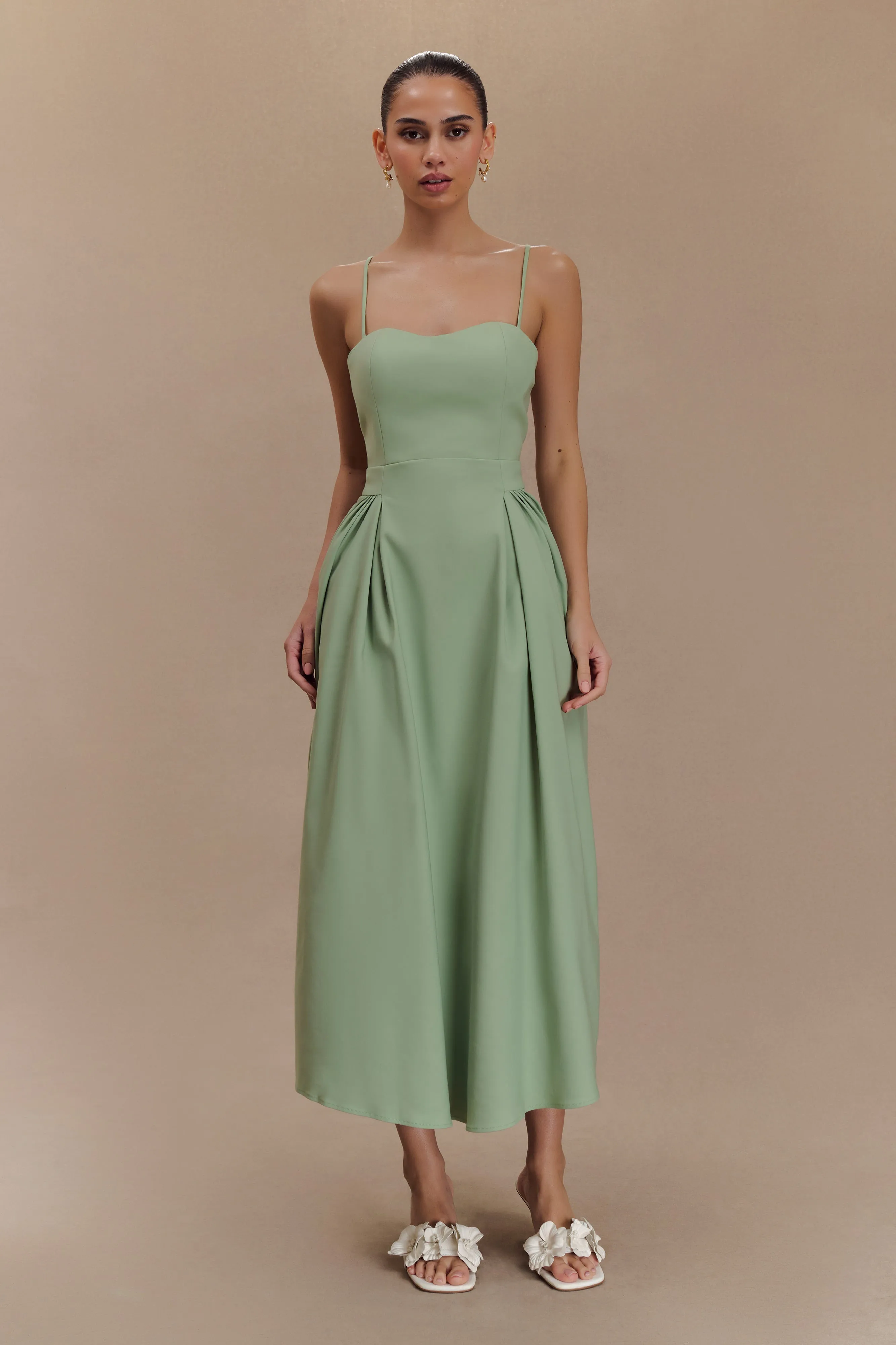 Rebecca Cotton Midi Dress - Basil