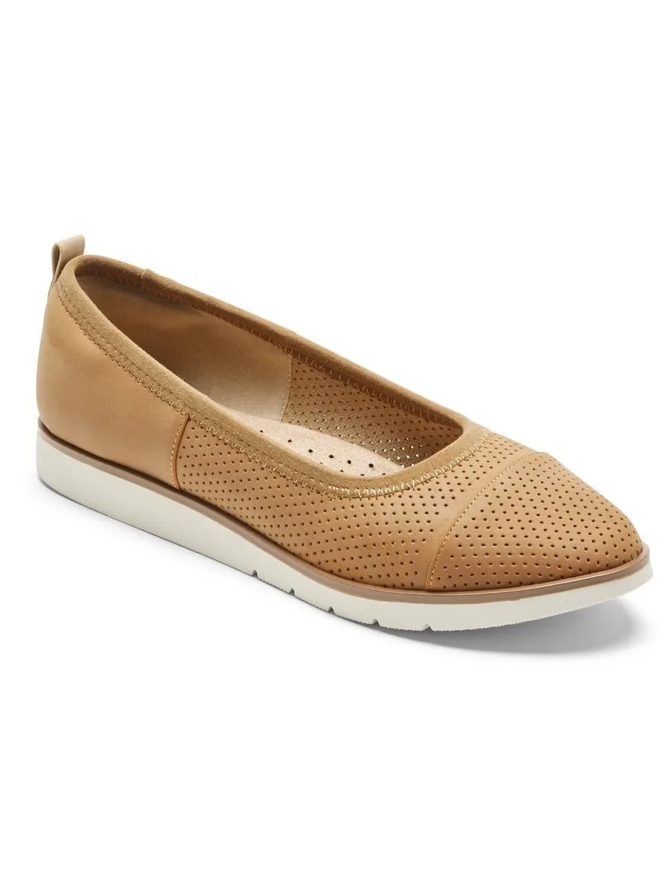 Rockport Women's Stacie Perforated Ballet Flat Honey CI5294