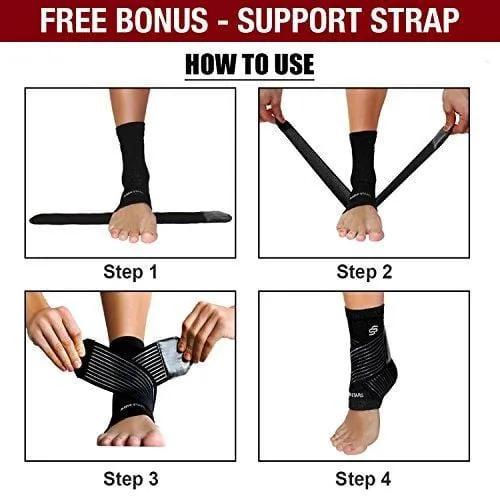 Sleeve Stars Ankle Brace for Plantar Fasciitis and Ankle Support - Ankle Wrap for Sprain, Tendonitis & Heel Pain Relief for Women & Men - Achilles Tendon Support Sock, One Size, Black (Single Sleeve)
